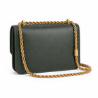 Tory Burch Eleanor | Deep green smooth leather  rope chain shoulder strap convertible shoulder carrying method women's designer handbag