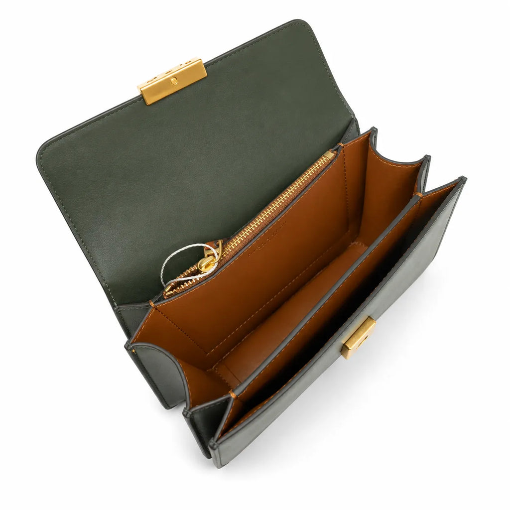 Tory Burch Eleanor | Deep green smooth leather  rope chain shoulder strap convertible shoulder carrying method women's designer handbag