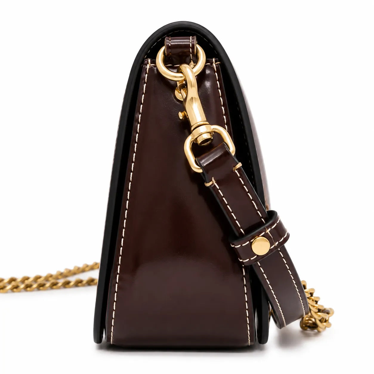 Tory Burch Britten | Tempranillo patent leather  detachable chain and leather shoulder strap multiple carrying options women's designer handbag