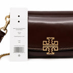 Tory Burch Britten | Tempranillo patent leather  detachable chain and leather shoulder strap multiple carrying options women's designer handbag