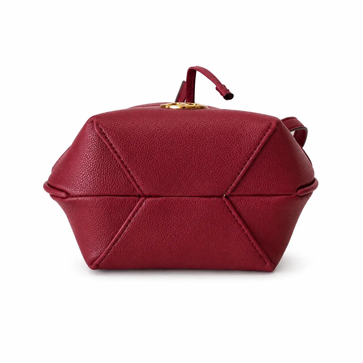 Tory Burch Willa | Burgundy lambskin leather adorned with a gold double-T logo detachable chain shoulder strap drawstring closure women's designer handbag