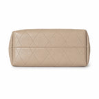 Tory Burch Charlie | Light brown supple leather, diamond stitching drawstring closure  detachable chain/leather shoulder strap multiple carrying options women's designer handbag