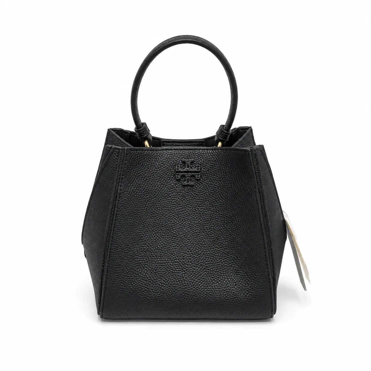 Tory Burch McGraw | Beige pebbled leather detachable shoulder strap and top handle multiple carrying options  women's designer handbag