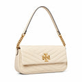 Tory Burch Kira Chevron | Off-white soft lambskin herringbone stitching detachable chain multiple carrying options women's designer handbag