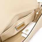 Tory Burch Kira Chevron | Off-white soft lambskin herringbone stitching detachable chain multiple carrying options women's designer handbag