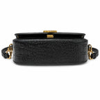 Tory Burch Britten Crocodile Embossed Handbag | Black Textured Leather with Detachable Chain  Multiple Ways to Carry Designer Handbag for Women