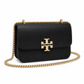 Tory Burch Eleanor | Black leather detachable chain shoulder strap  multiple carrying options  women's designer handbag
