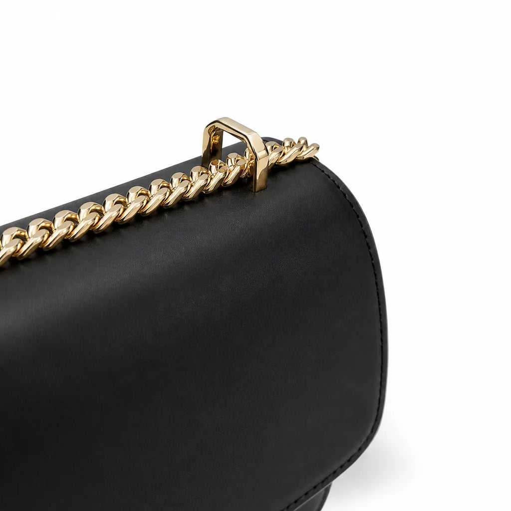 Tory Burch Eleanor | Black leather detachable chain shoulder strap  multiple carrying options  women's designer handbag