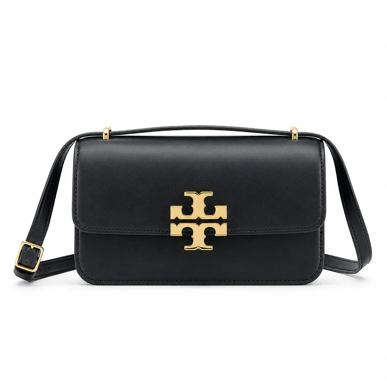 Tory Burch Eleanor | Black Nappa Leather Adjustable Shoulder Strap Multiple Carrying Options Women's Designer Handbag