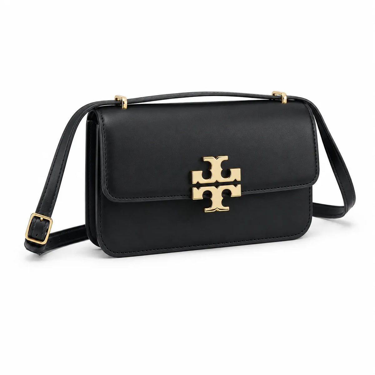 Tory Burch Eleanor | Black Nappa Leather Adjustable Shoulder Strap Multiple Carrying Options Women's Designer Handbag