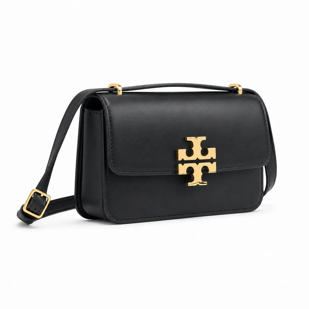 Tory Burch Eleanor | Black Nappa Leather Adjustable Shoulder Strap Multiple Carrying Options Women's Designer Handbag