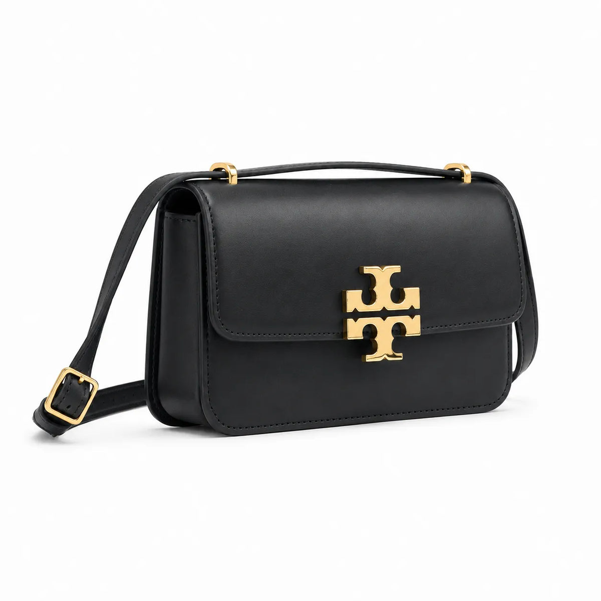 Tory Burch Eleanor | Black Nappa Leather Adjustable Shoulder Strap Multiple Carrying Options Women's Designer Handbag