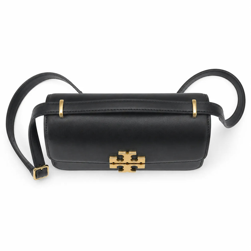Tory Burch Eleanor | Black Nappa Leather Adjustable Shoulder Strap Multiple Carrying Options Women's Designer Handbag