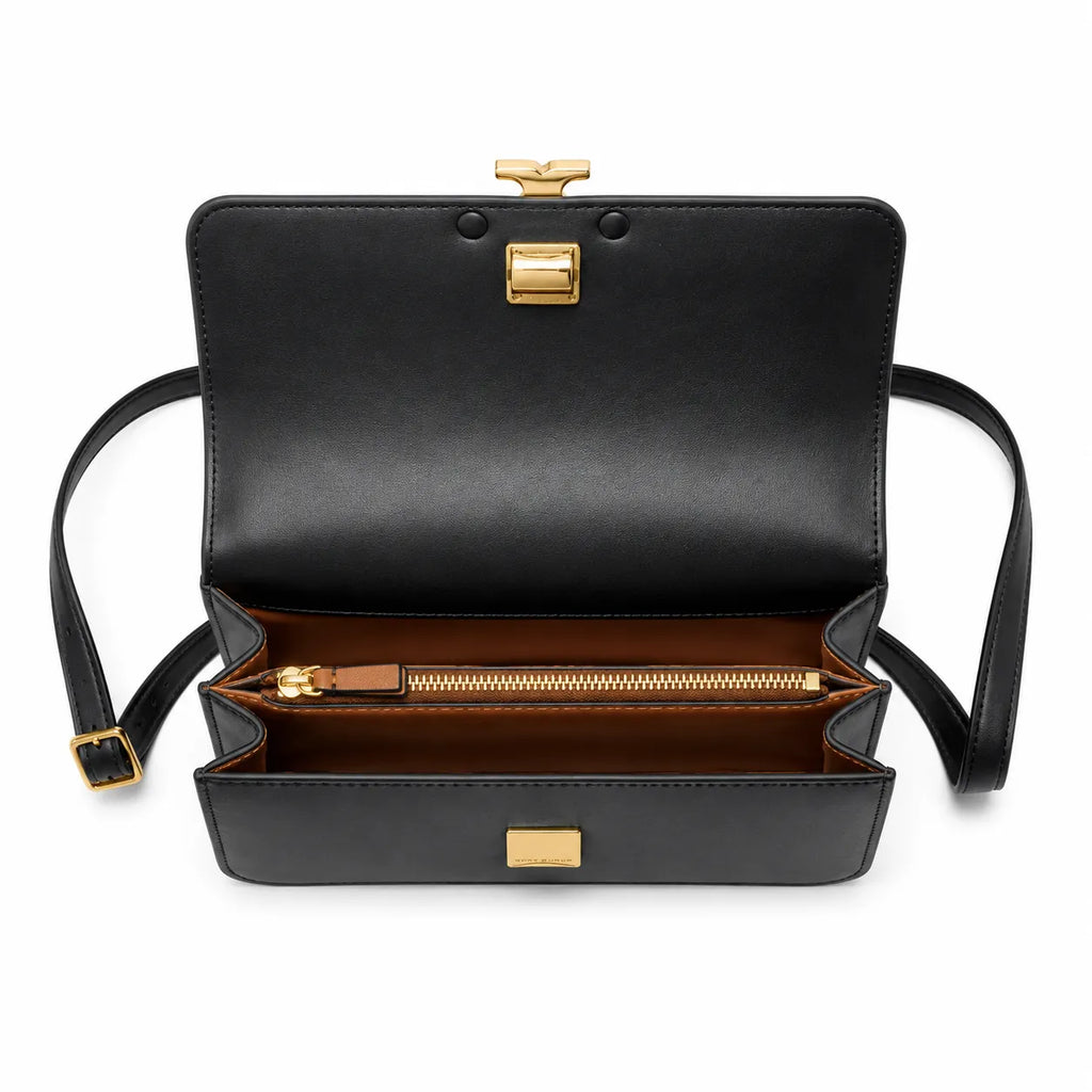 Tory Burch Eleanor | Black Nappa Leather Adjustable Shoulder Strap Multiple Carrying Options Women's Designer Handbag