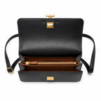 Tory Burch Eleanor | Black Nappa Leather Adjustable Shoulder Strap Multiple Carrying Options Women's Designer Handbag