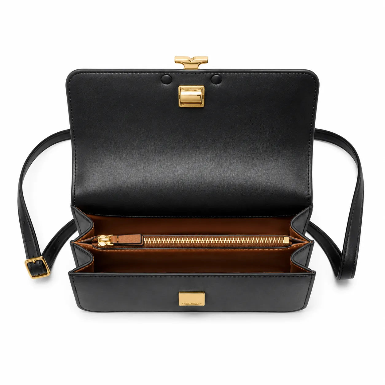 Tory Burch Eleanor | Black Nappa Leather Adjustable Shoulder Strap Multiple Carrying Options Women's Designer Handbag