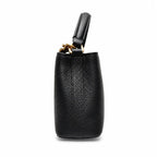 Tory Burch Britten | Black pebbled leather detachable shoulder strap multiple carrying options women's designer handbag