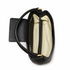 Tory Burch Britten | Black pebbled leather detachable shoulder strap multiple carrying options women's designer handbag