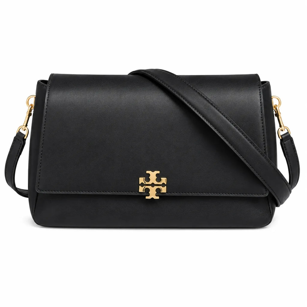 Tory Burch Eleanor | Black Nappa Leather Adjustable Shoulder Strap Multiple Carrying Options Women's Designer Handbag