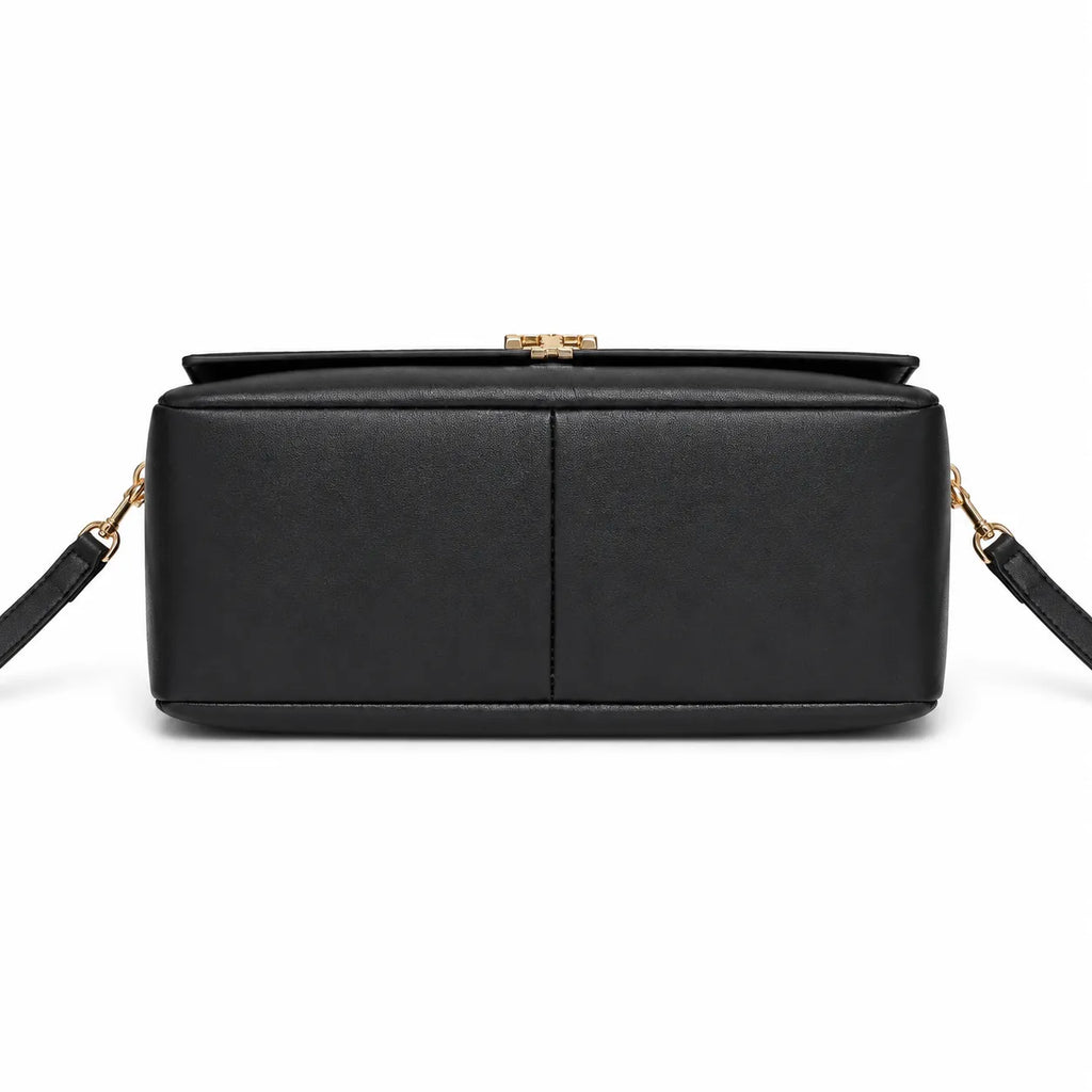 Tory Burch Eleanor | Black Nappa Leather Adjustable Shoulder Strap Multiple Carrying Options Women's Designer Handbag