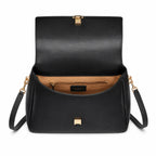 Tory Burch Eleanor | Black Nappa Leather Adjustable Shoulder Strap Multiple Carrying Options Women's Designer Handbag