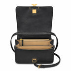 Tory Burch Charlie | Black supple calfskin adjustable shoulder strap  multiple carrying options women's designer handbag