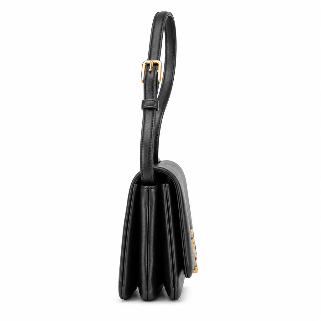 Tory Burch Charlie | Black supple calfskin adjustable shoulder strap  multiple carrying options women's designer handbag