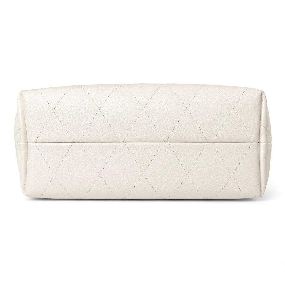 Tory Burch Charlie | Off-white pebbled leather  diamond stitching silver chain shoulder strap multiple carrying options women's designer handbag