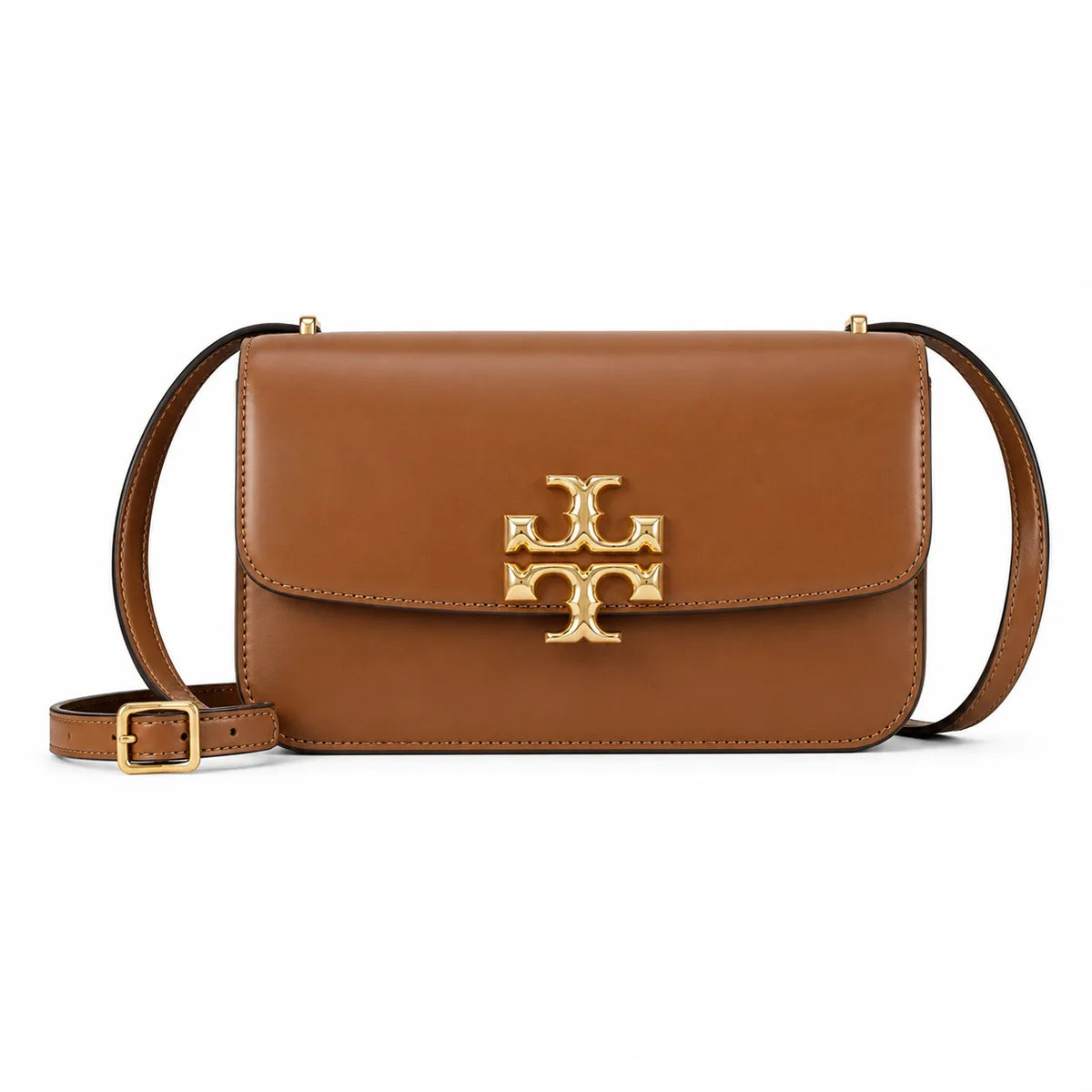 Tory Burch Eleanor | Caramel brown Nappa leather adjustable shoulder strap multiple carrying options women's designer handbag