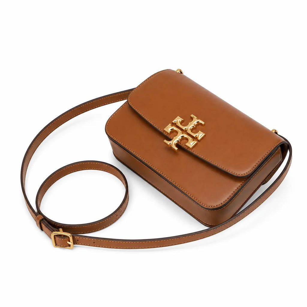 Tory Burch Eleanor | Caramel brown Nappa leather adjustable shoulder strap multiple carrying options women's designer handbag