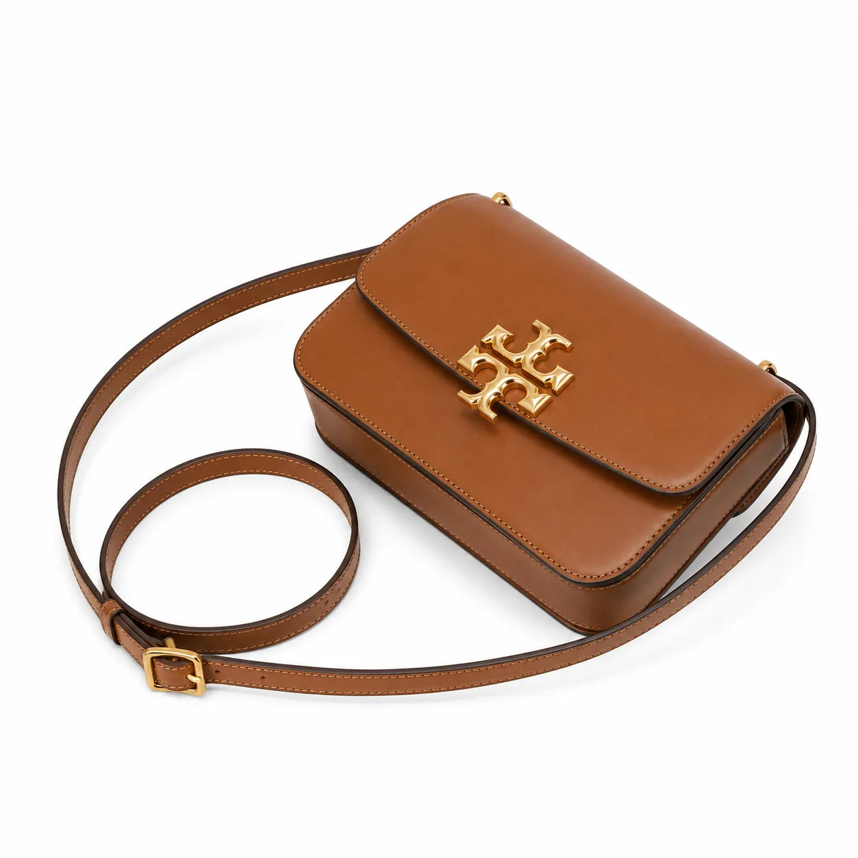 Tory Burch Eleanor | Caramel brown Nappa leather adjustable shoulder strap multiple carrying options women's designer handbag