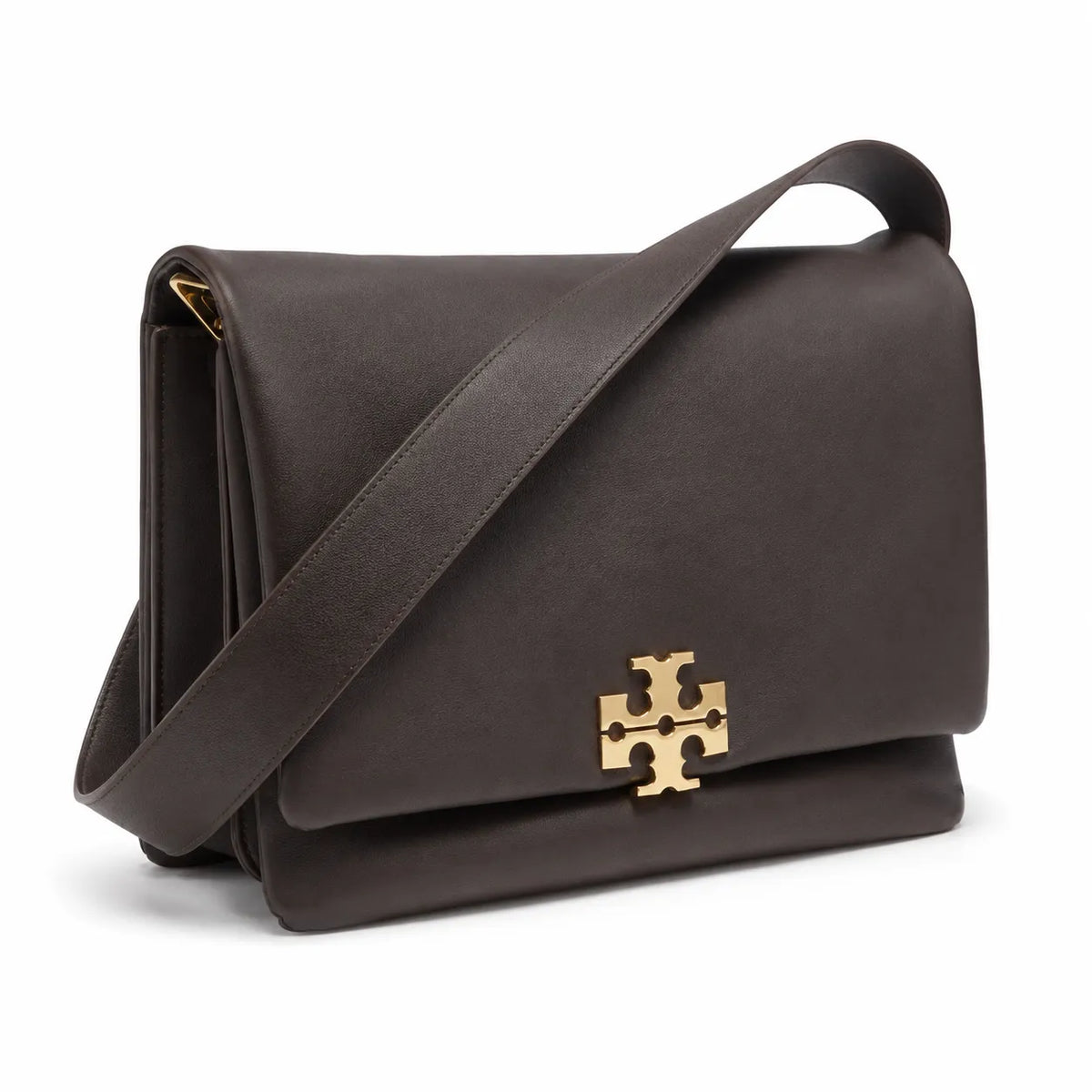 Tory Burch Eleanor | Caramel brown Nappa leather  adjustable shoulder strap  multiple carrying options  women's designer handbag