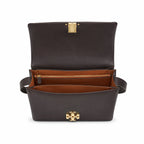 Tory Burch Eleanor | Caramel brown Nappa leather  adjustable shoulder strap  multiple carrying options  women's designer handbag