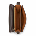 Tory Burch Eleanor | Caramel brown Nappa leather  adjustable shoulder strap  multiple carrying options  women's designer handbag
