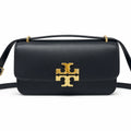 Tory Burch Eleanor | Black Nappa Leather Adjustable Shoulder Strap  Multiple Carrying Options Women's Designer Handbag