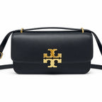 Tory Burch Eleanor | Black Nappa Leather Adjustable Shoulder Strap  Multiple Carrying Options Women's Designer Handbag