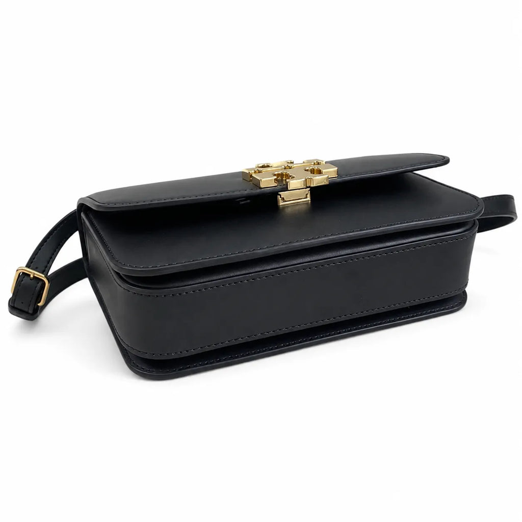Tory Burch Eleanor | Black Nappa Leather Adjustable Shoulder Strap  Multiple Carrying Options Women's Designer Handbag