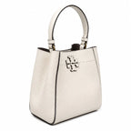Tory Burch McGraw off-white pebbled leather handbag with adjustable shoulder strap and top handle offering multiple carrying options A women's designer handbag