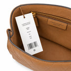 Tory Burch Kira brown pebbled leather handbag with chain and leather shoulder strap designed for women