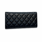 Tory Burch KIRA black quilted leather wallet with multiple card slots and a zippered coin pocket a women's everyday KIRA long wallet