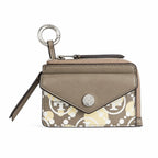 Tory Burch | Grey and beige letter-patterned canvas  multi-card slot design comes with a detachable wrist strap  compact and portable suitable for everyday use and travel