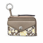 Tory Burch | Grey and beige letter-patterned canvas  multi-card slot design comes with a detachable wrist strap  compact and portable suitable for everyday use and travel