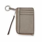 Tory Burch | Grey and beige letter-patterned canvas  multi-card slot design comes with a detachable wrist strap  compact and portable suitable for everyday use and travel