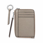Tory Burch | Grey and beige letter-patterned canvas  multi-card slot design comes with a detachable wrist strap  compact and portable suitable for everyday use and travel