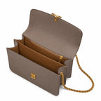 Tory Burch | Brown smooth calfskin leather detachable chain shoulder strap women's crossbody/shoulder bag
