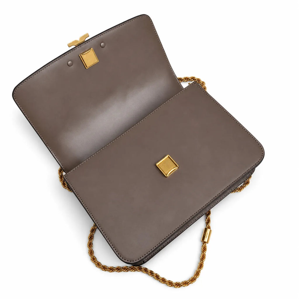 Tory Burch | Brown smooth calfskin leather detachable chain shoulder strap women's crossbody/shoulder bag