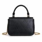 This Tory Burch bag in black leather features a detachable chain shoulder strap and top handle and can be converted into a shoulder bag or crossbody bag for women