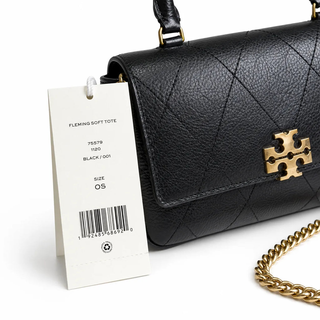This Tory Burch bag in black leather features a detachable chain shoulder strap and top handle and can be converted into a shoulder bag or crossbody bag for women