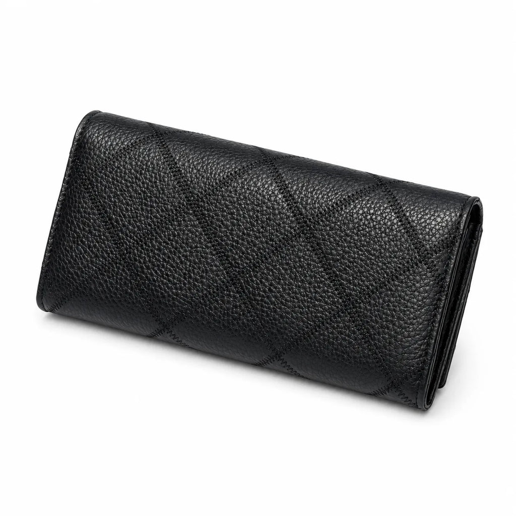 Tory Burch | Black quilted leather  multi-card slots and zippered coin pocket women's everyday KIRA long wallet