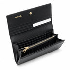 Tory Burch | Black quilted leather  multi-card slots and zippered coin pocket women's everyday KIRA long wallet